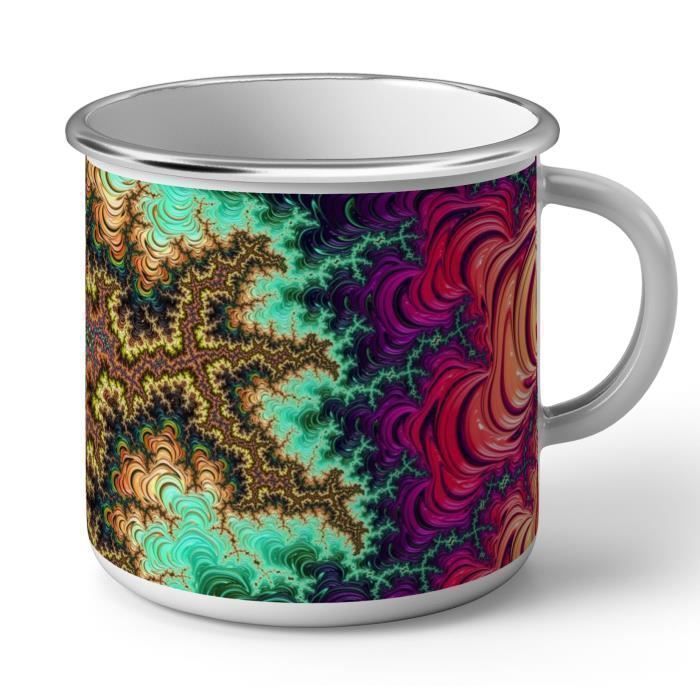 Mug en Métal Emaillé Motifs Multicolore AbstraitsHippie Psychedelique 70's