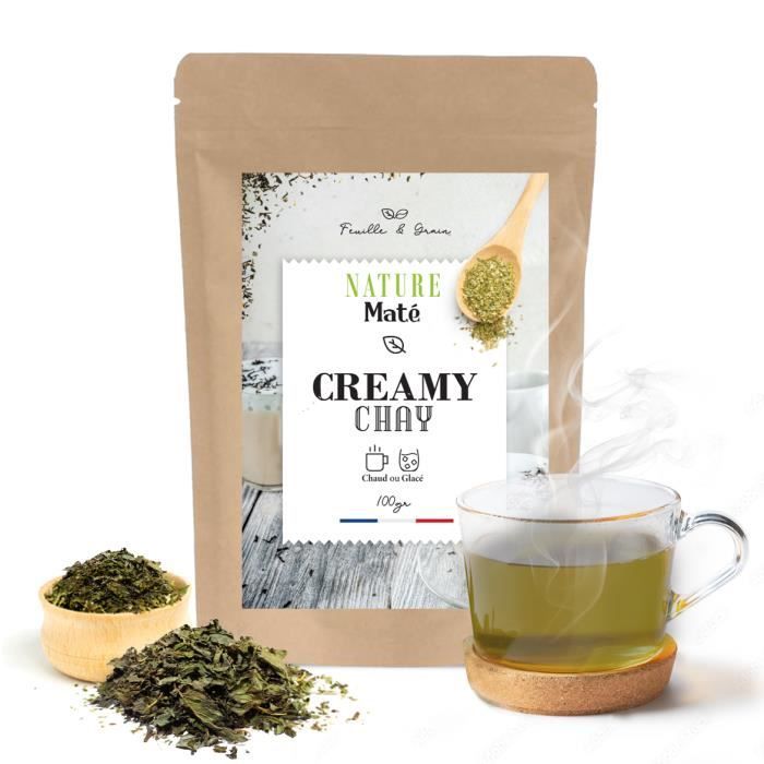 Yerba Maté Vert Aromatisé Vrac-Boisson riche en antioxydants et vitamines-Produit d'origine Brésil-Sachet Fraicheur Refermable 100 g
