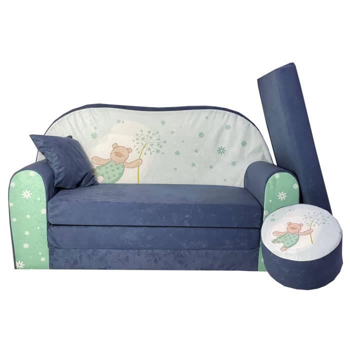 Sofa enfant convertible, canapé, lit d’appoint Ourson Pissenlit