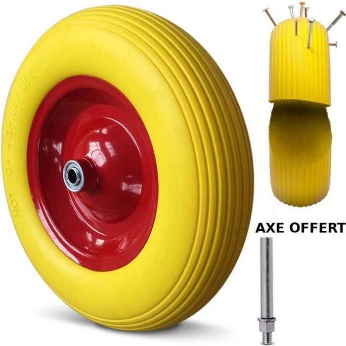 Roue de Brouette Increvable 3.50-8 260Kg + Axe Ø 20mm