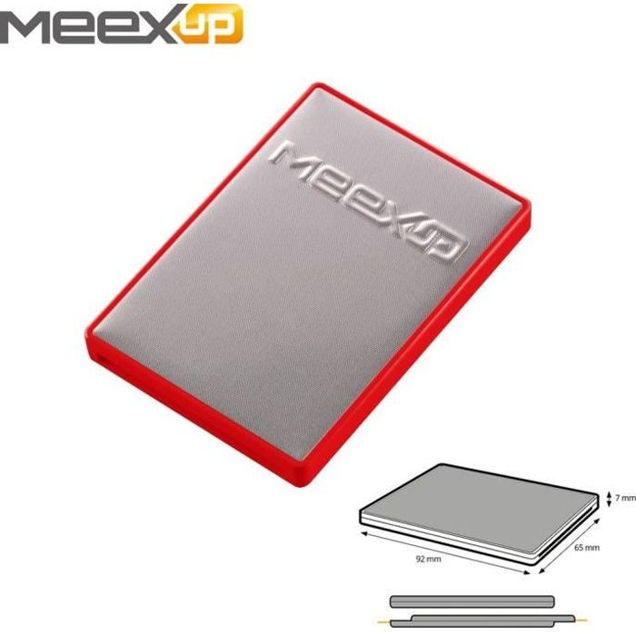 Etui 2 Cartes MeexUp RFID - Porte Carte Rigide anti piratage CB - Argent Rouge