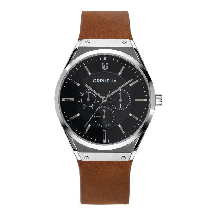 ORPHELIA - Montre Hommes - Quartz - Multi-Cadrans - Bracelet en Cuir - Marron - OR71906