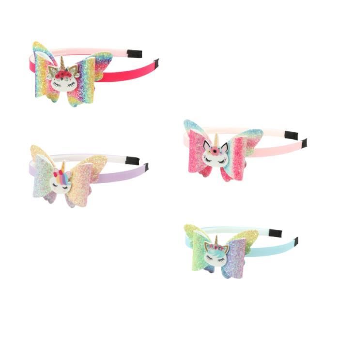 4 pcs Enfants Licorne Conception Cerceau Arc Bande De Adorable Accessoire Fille Partie Coiffe (1 + 5 CASQUE AUDIO ENFANT