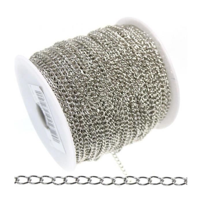 Accessoires création chaine au mètre maille cheval 5 x 3 mm 5 mètre de longueur Gris