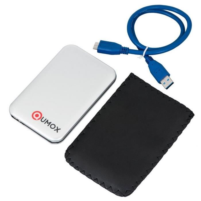 Boîtier externe USB 3.0 pour disque dur 2,5- SATA SSD HDD Hard Disk Drive avec câble argenté