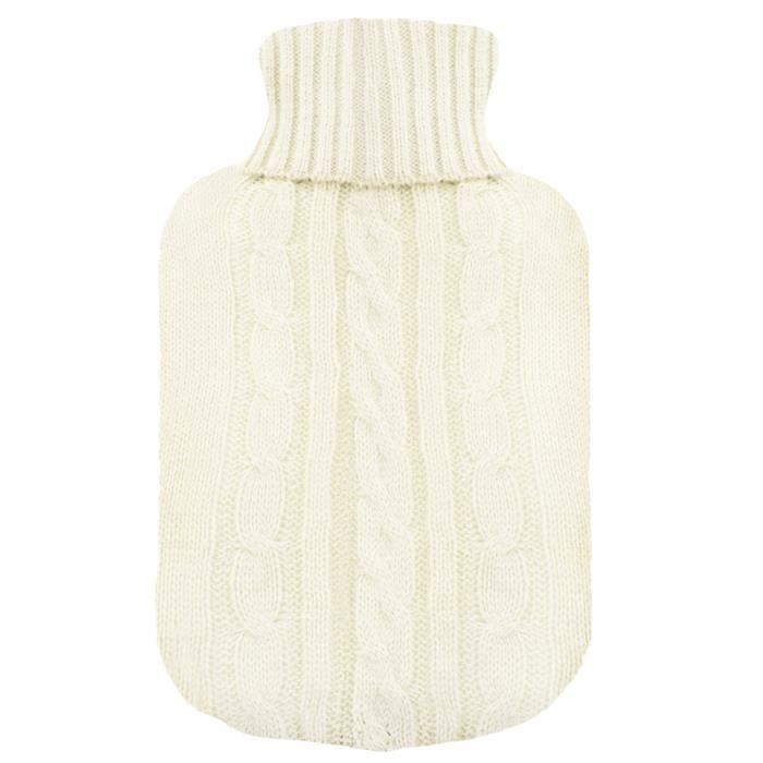 TRIXES Housse Beige Tricotée Isolante pour Bouillotte d'Eau Chaude - Couverture Seulement (Bouillotte non Incluse)