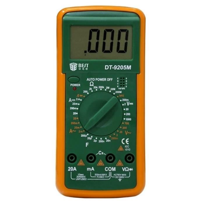 Multimètre digital MEILLEUR 9205M 9V portable écran LCD numérique avec Buzzer Test Meter