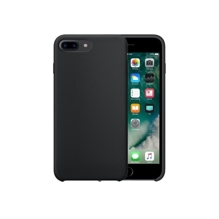 Coque Renforcée iPhone 8 Plus 7 et pur silicone liquide Couleur PC de protection couverture cas Noir
