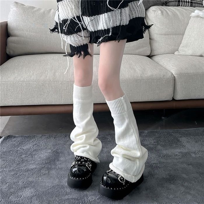 Chaussettes Hautes Lolita Harajuku - Taille Unique, 100% Acrylique, Style Y2K Évasé, Pour Cosplay Et Quotidien