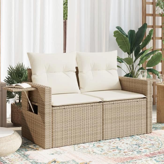 vidaXL Canapé de Jardin avec Coussins 2 Places Rotin