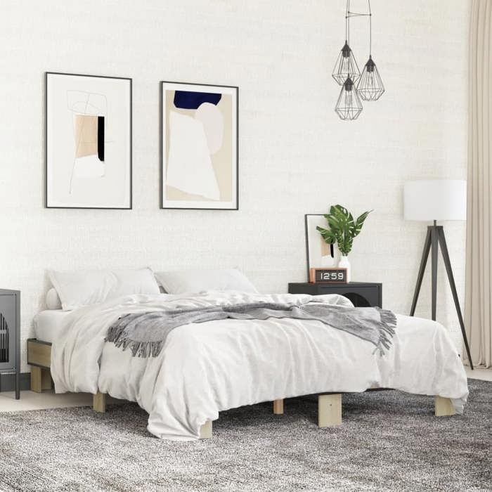 vidaXL Bed Frame Sonoma Oak 150x200 cm Engineered Wood and