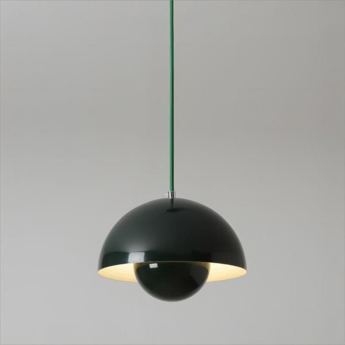 WOTTES Lustre Suspension Luminaire Moderne Style Scandinave 23*16CM Conception Lustre Pod E27 Métal vert foncé 1pcs pour Cuisine