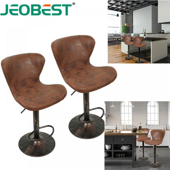 JEOBEST Lot de 2 Tabourets de Bar Vintage - Chaises de Bar Scandinaves - Fauteuils - Capacité de Charge 120kg