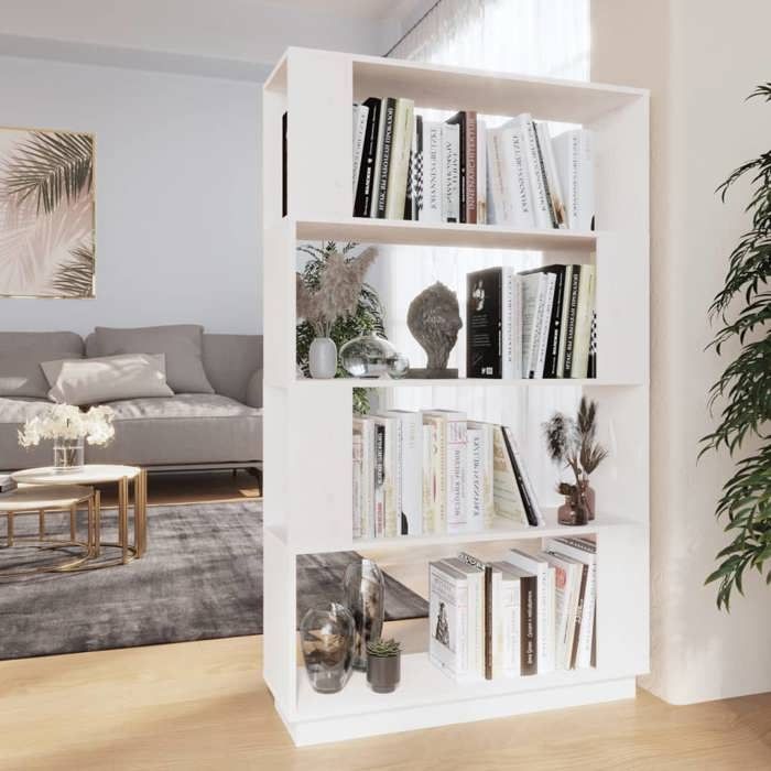 SALE 2025Bibliothèque Moderne - Colonne Étagère Séparateur de pièce Blanc 80x25x132 cm Pin massif 12 34 Kg 3340