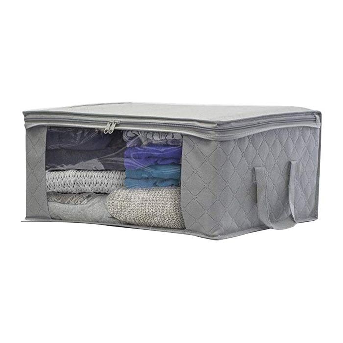 Boîte de rangement avec couvercle amovible,pliable,coffre en tissu,avec poignée,blanc,48x36x30cm