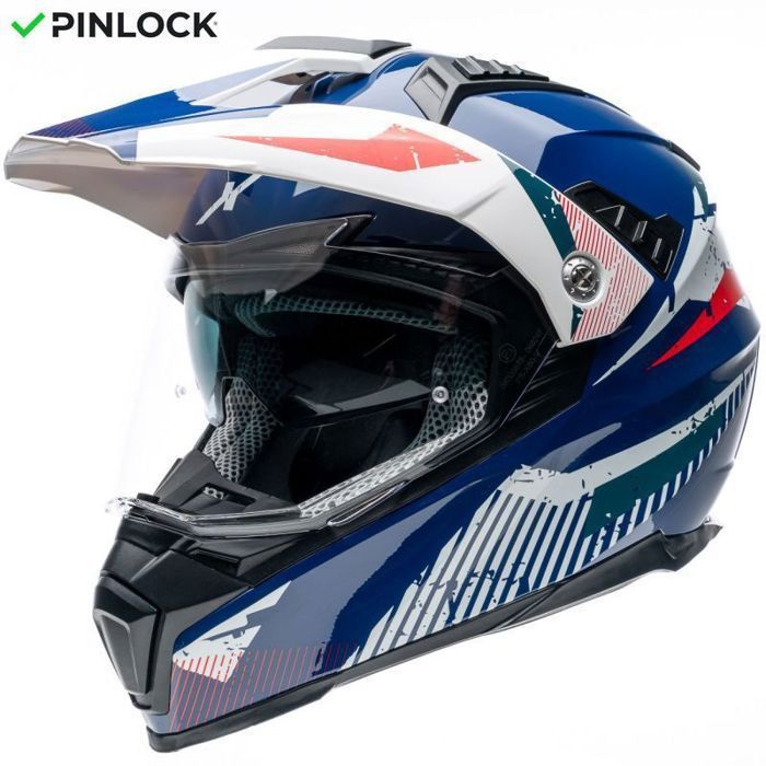 Casque Cross EOLE ADVANCE Bleu/Rouge - Homologué ECE 22.06 - Taille XS (53-54cm) - Coque ABS Légère - Pour Moto Tout-terrain