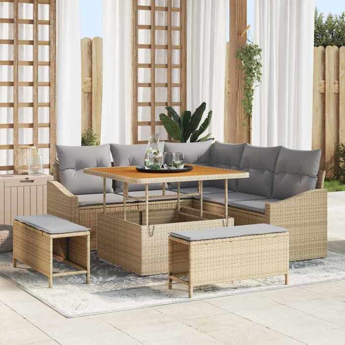 vidaXL Ensemble de canapé de jardin 8 pcs Poly rotin - vue 2