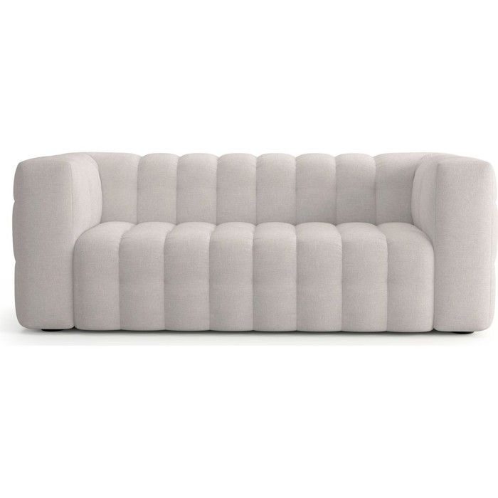 Canapé capitonné 3 places en tissu chenille beige - Cester Canapé capitonné 3 places en tissu chenille beige - Cester