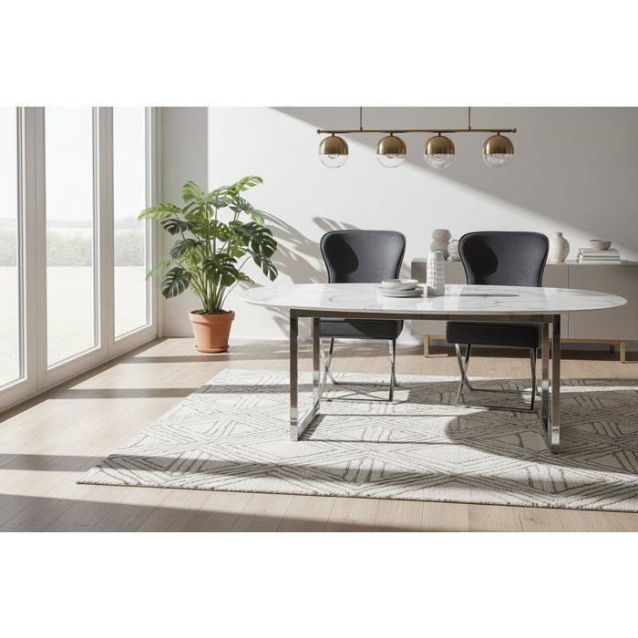 Lot 2 Chaises Salle à Manger Gabrielle Capitonnées Velours Anthracite Pieds Chrome 59x52x95cm