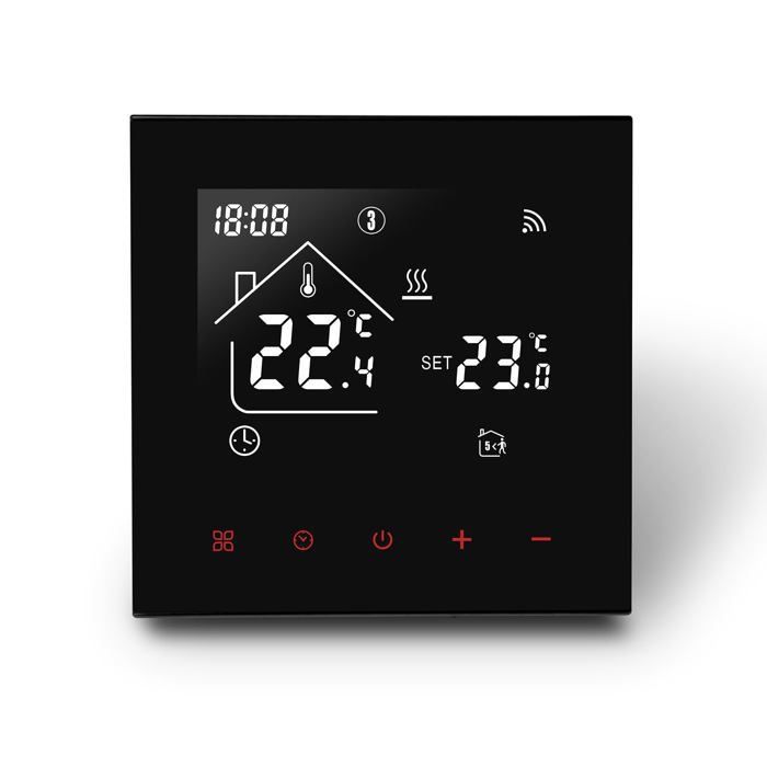 Thermostat Connecté WiFi pour Chauffage de Chaudière à Gaz Thermostats dAmbianceThermostat Programmable IntelligentNoir