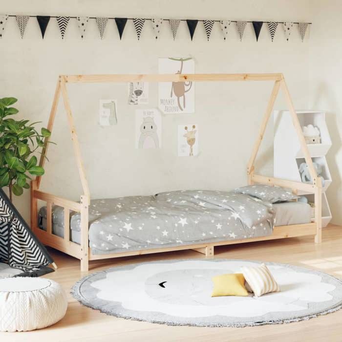 Cadre de lit pour enfant - VIDAXL - SOLOMON - Bois de pin massif - 90x190 cm - Design maison/cabane