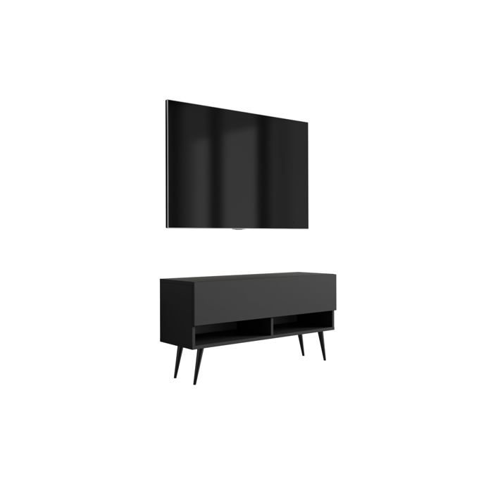 Meuble TV : Noir Mat pieds obliques noirs 100 × 32 × 52 cm