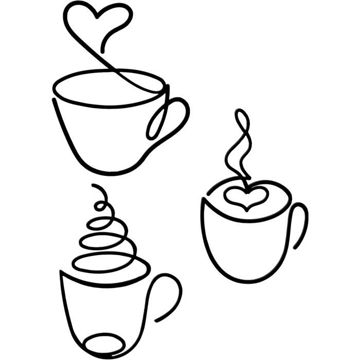 ®TONLRGY Pièces Tasse à café Art mural en fil métallique Décoration murale café et chat pour cuisine20.3cm