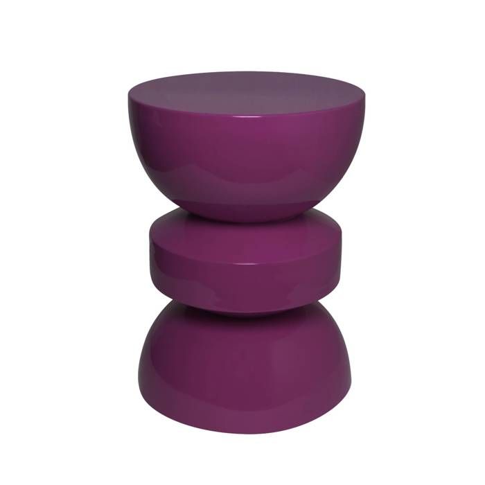 Table dappoint. bout de canapé. table de chevet en métal effet glossy violet Assa. Ø32 x H 44.5cm