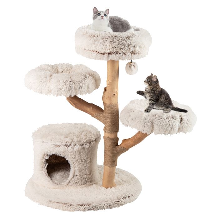 Meilleurs prix pour Arbre À Chat Multi-Niveaux 102cm Costway, Branche En Bois Massif, Condo, 2 Plateformes, Perchoir, Griffoir En Jute, Balle Suspendue