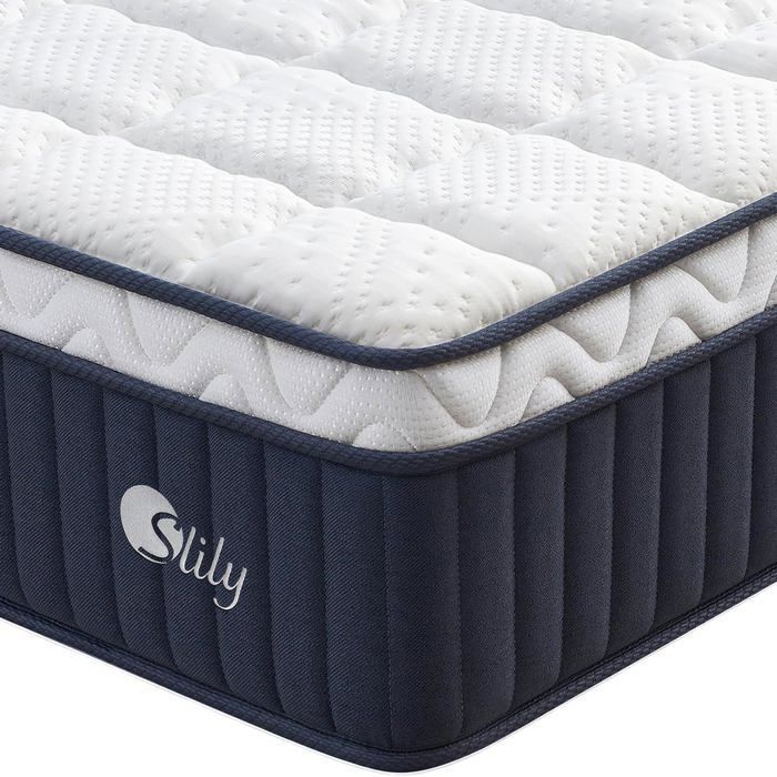 slily Matelas 120x200 30 cm Épaisseur Matelas Hybride à Ressorts Indépendan Ensachés et Mousse à Mémoire de Forme Gel Oeko-tex