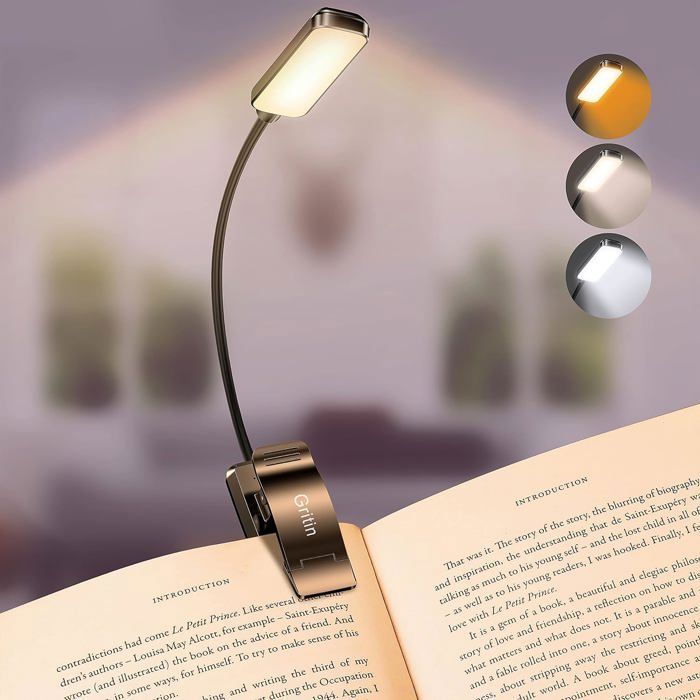 Lampe de Lecture Livre - 4 LED - 3 Modes - Cou Flexible - Veilleuse de Chevet