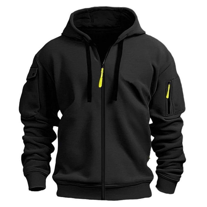 Pull à Capuche Homme Site - Noir, Taille M, Polaire Avec Poches, état Excellent