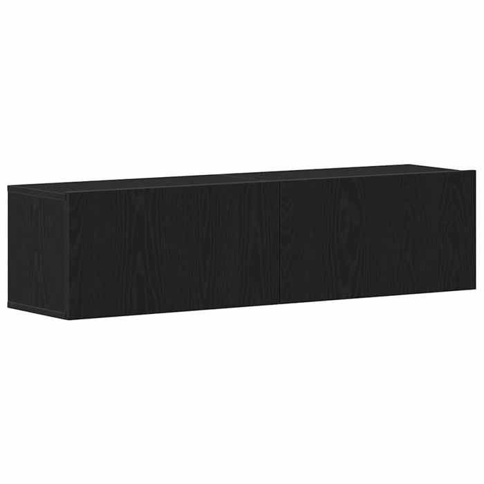 “Winter SaleTOP Armoire TV classique Noir - Meuble TV chêne noir 120x30x305cm - bois dingénierie PRO38908