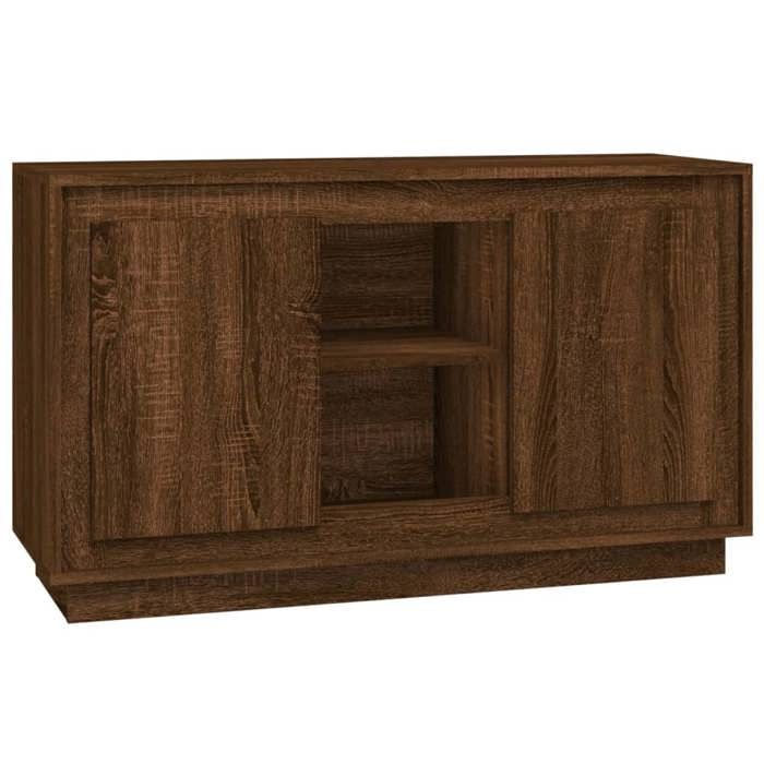 Buffet en bois dingénierie - GKO - Chêne marron - 102x35x60 cm - 6 compartiments - Résistant à lhumidité