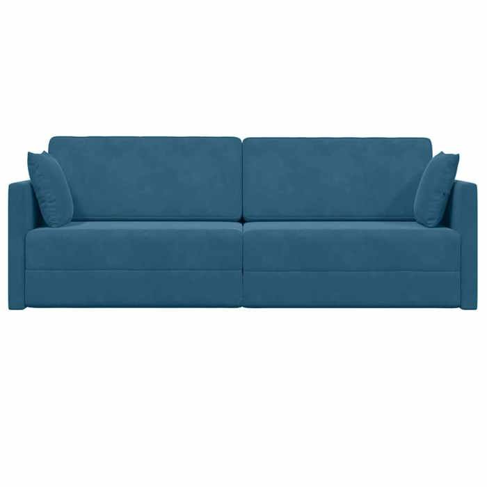 Promotion janvier Canapé-lit Convertible - CLARENCE - 2 en 1 - au sol Bleu 213x70x77 cm Velours CC568
