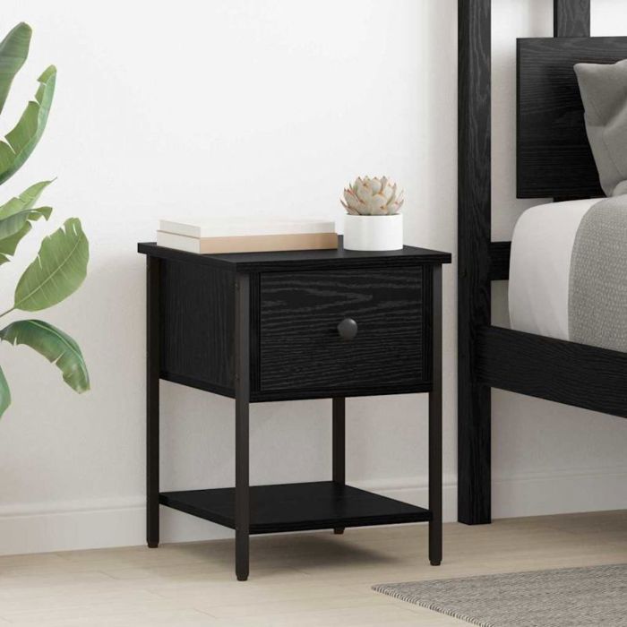 Chevet VIDAXL chêne noir 34 x 355 x 45 cm - table de chevet contemporaine avec tiroir et étagère