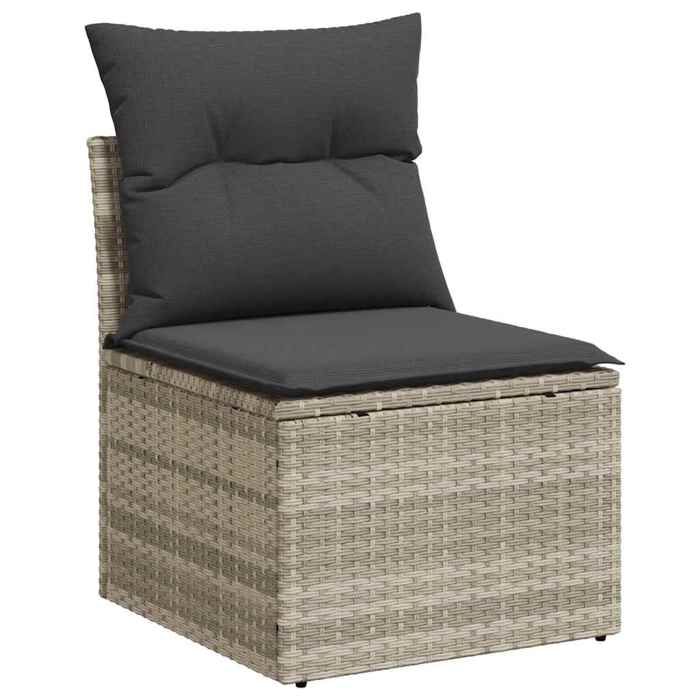SALE 2026Chaise de jardin - Salon de jardin - facile à nettoyer - sans accoudoirs avec coussins gris clair rotin55x62x69cm 8.2 Kg