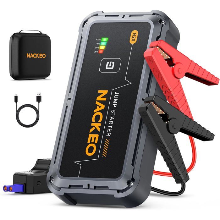 Booster 7000A 12V Tous Essence/10L Diesel Câbles Démarrage Lampe Torche LED Pour SUV/Camions/Motos