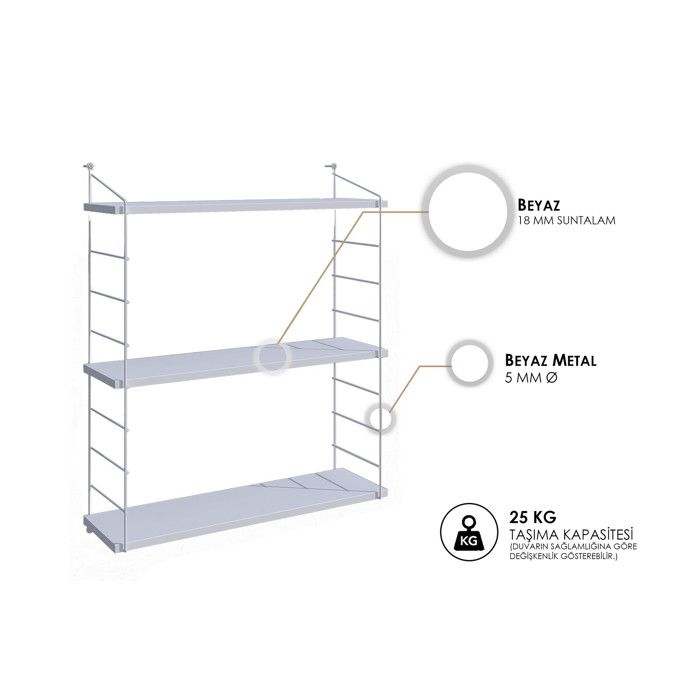 Étagère murale en bois Armoni - 72 x 20 x 85 cm - Blanc Étagère murale en bois Armoni - 72 x 20 x 85 cm - Blanc