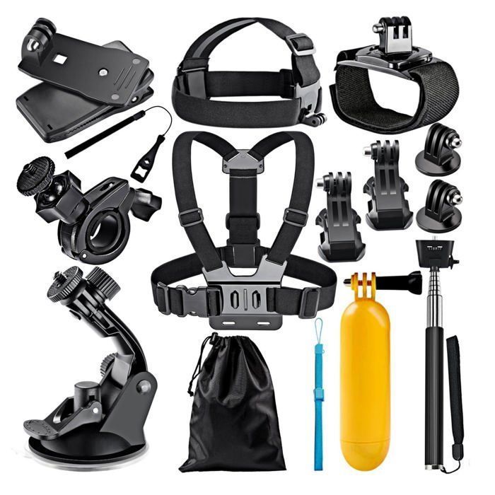 Pack Accessoires 12en1 GoPro Dji osmo Toutes Caméras Action Perche Harnais Flotteur Ventouse Support Pince