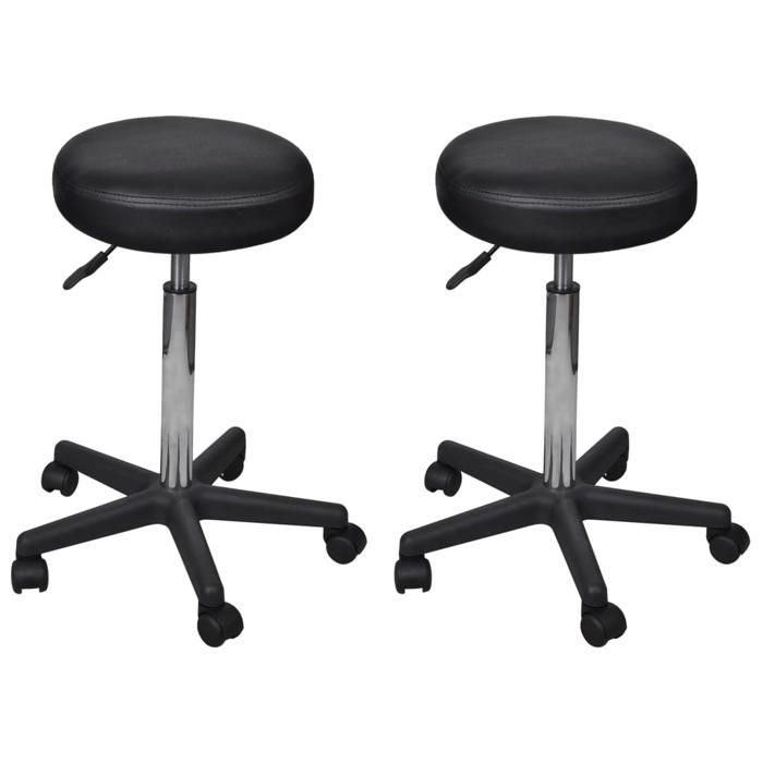 Rebais 2026 Tabourets de bureau ergonomique pivotante 35 5x(64-84)cm 1 PERSONNE 2 PCS Noir 35 5x84cm Similicuir 9670
