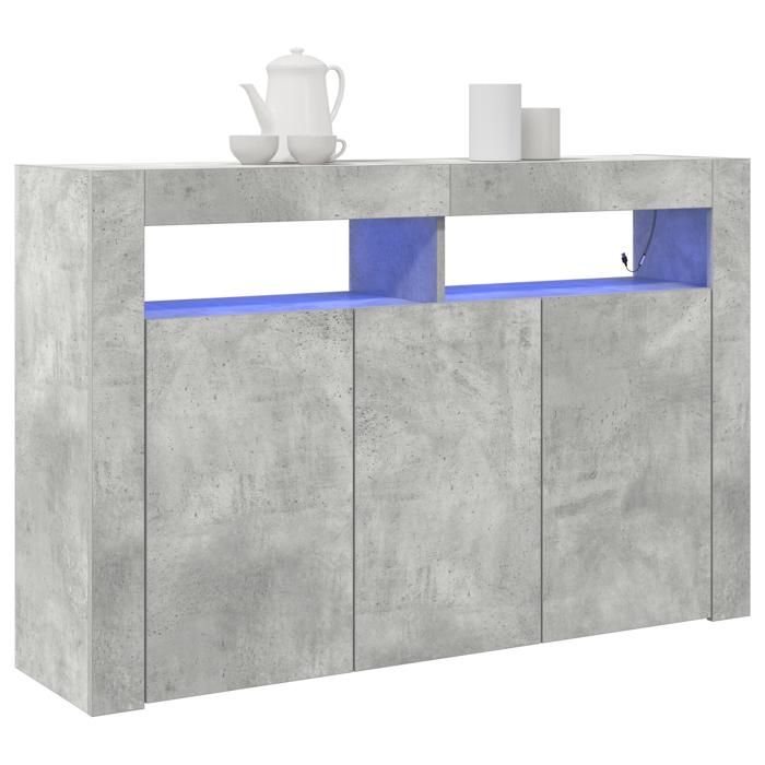 Armoire Vaisselier Durable - Gris - Buffet de cuisine - avec Rangement - Gris béton - 116x30x75cm - Bois dingénierie LH6382110