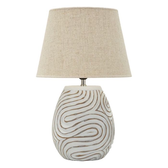 Lampe de table Oblix en polyrésine fer et tissu multicolore - Réf. VK8681847414421
