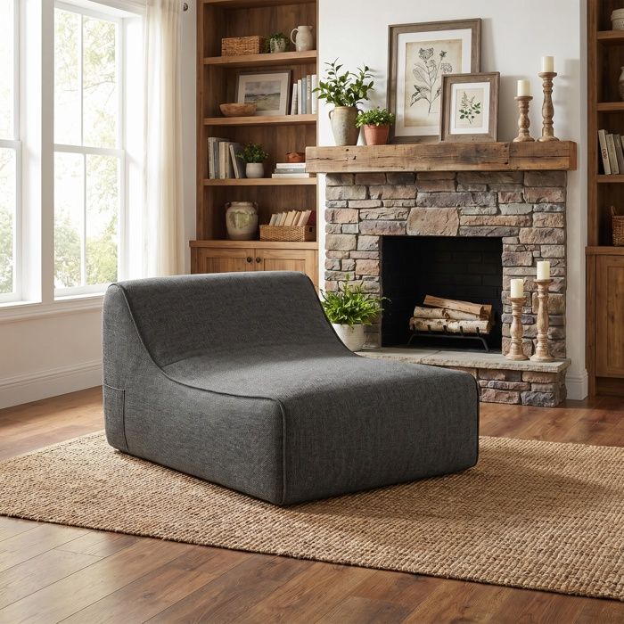 Fauteuil gonflable - Modèle en L - Housse amovible - Base antidérapante - Gris