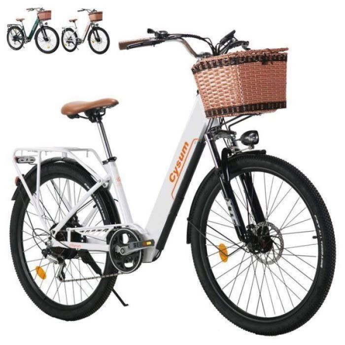 Vélo à assistance électrique - CYSUM - Cityrun-26 - Moteur 250W (roue avant) - Batterie 36V/10Ah (60–80 km) - Roues 26