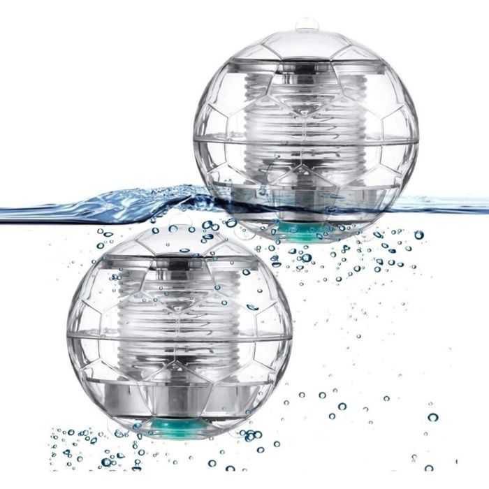 2 Pack Lumière de Piscine Solaire Flottant Eclairage LED Automatique Couleur Changement Étanche Boule Lampe Solaire pour Bassin Jard