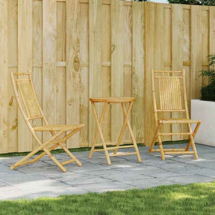 VIDAXL Ensemble Table bar avec chaises (3 pcs) - ANTI-UV - bambou 55x75 cm M6425