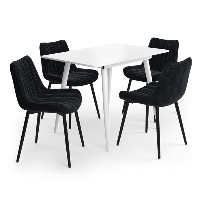 Ensemble table à manger Beaver 110x70cm avec 4 chaises noir Blanc Vicco 62749 Ensemble table à manger Beaver 110x70cm avec 4 chaises noir Blanc Vicco 62749