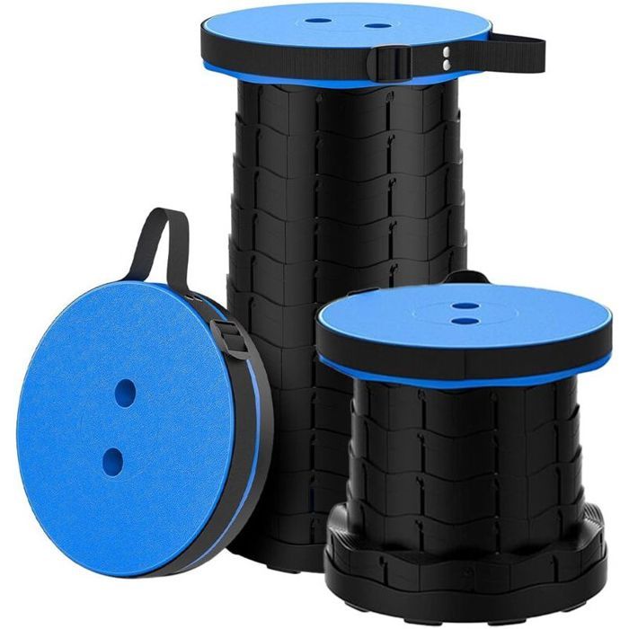 Tabouret pliant portable réglable 6 3 à 45 cm – Nylon haute résistance – Charge 150 kg – Léger 1 27 kg – Pour camping et intérieur