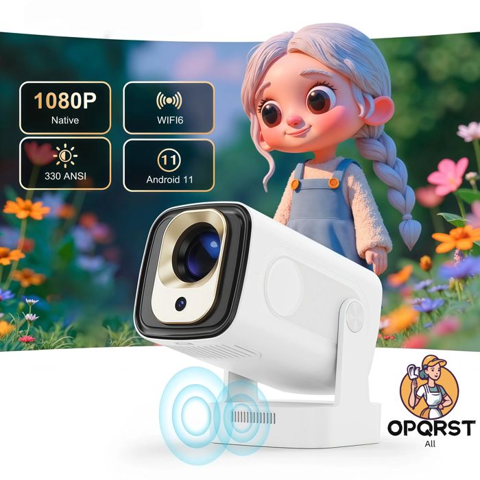 Projecteur vidéo 4K-souris à distance-commande vocale-WiFi 6 BT5.4-mini portable-180 °-cinéma à domicile Focus automatique